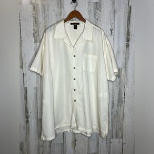 Harriton Men's Short Sleeve Button Front Shirt Cream Size 4X